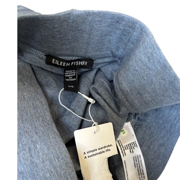EILEEN FISHER JERSEY KNIT HEATHER BLUE GRAY ANKLE STRAIGHT LEG PANTS LARGE NWT - Picture 5 of 5